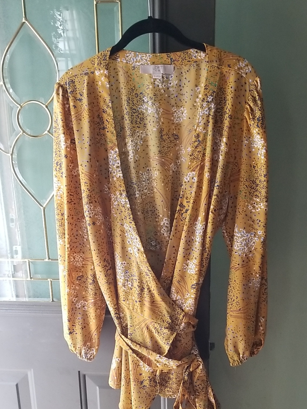 LOFT Mustard Yellow Wrap Blouse